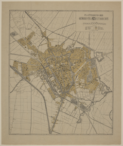 217335 Plattegrond van de gemeente Utrecht. N.B. Op de achterzijde een alfabetische lijst van straten en bruggen en ...